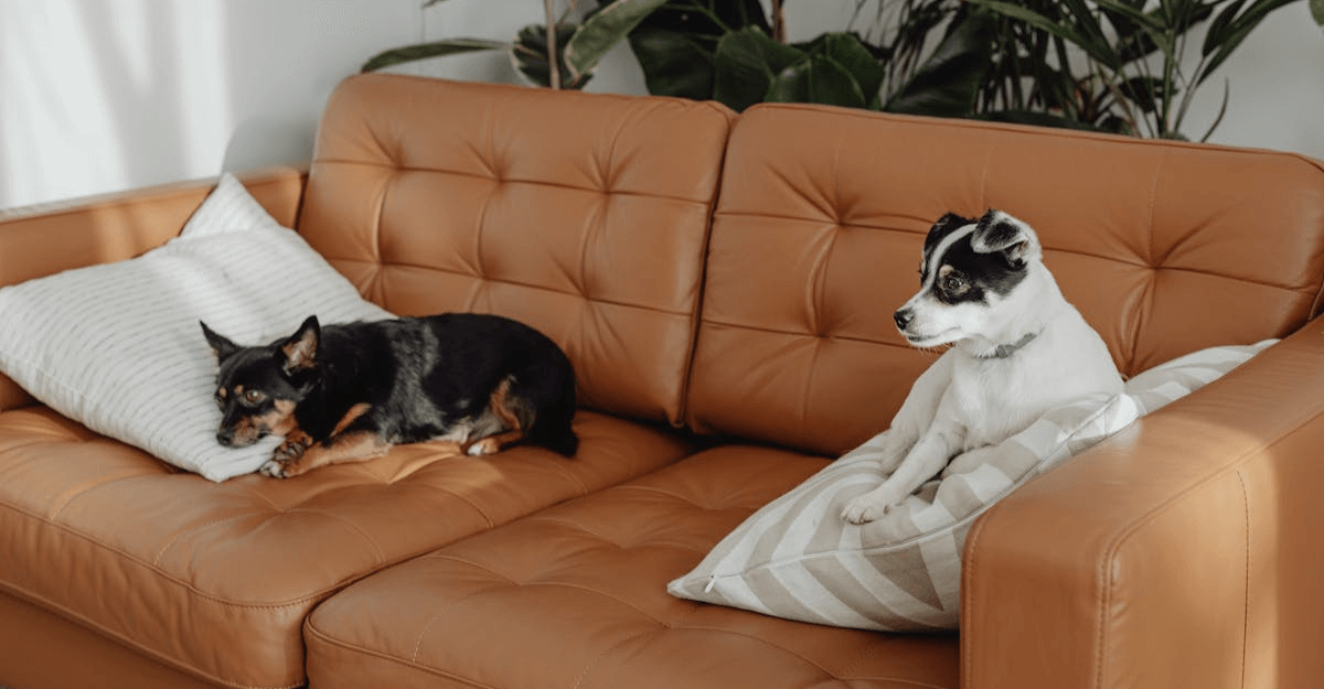 dogs lying on a couch