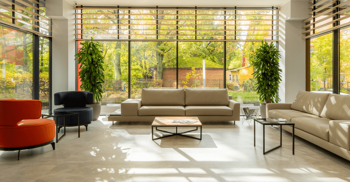 living room with 2 beige sofa