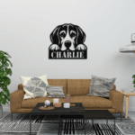 beagle dog sign on wall