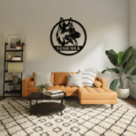 german shepherd dog sign on wall